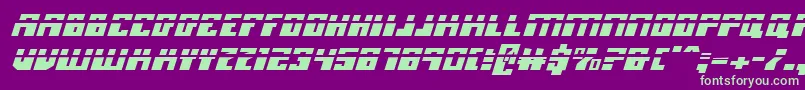 フォントMicronianLaserItalic – 紫の背景に緑のフォント