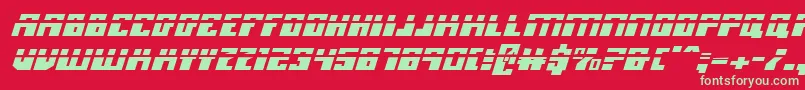 フォントMicronianLaserItalic – 赤い背景に緑の文字