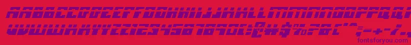 フォントMicronianLaserItalic – 赤い背景に紫のフォント