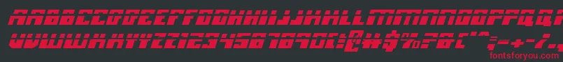 Fonte MicronianLaserItalic – fontes vermelhas em um fundo preto