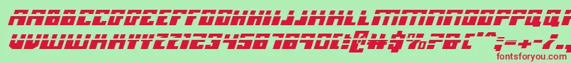 MicronianLaserItalic-Schriftart – Rote Schriften auf grünem Hintergrund