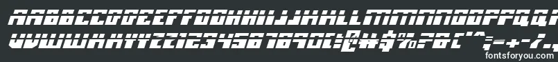 MicronianLaserItalic-fontti – valkoiset fontit mustalla taustalla