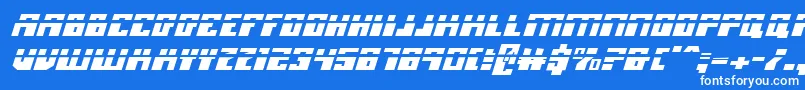 フォントMicronianLaserItalic – 青い背景に白い文字
