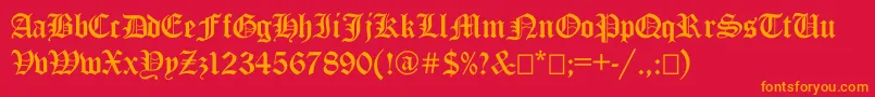 フォントAncientgermangothicc – 赤い背景にオレンジの文字