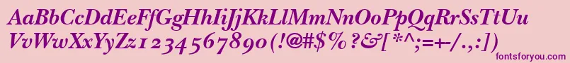 フォントBaskervilleOldstyleSsiBold – ピンクの背景に紫のフォント