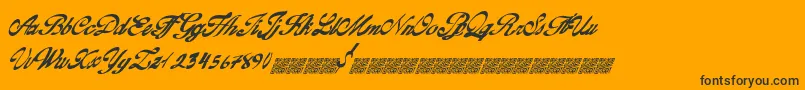 Goldfinger-Schriftart – Schwarze Schriften auf orangefarbenem Hintergrund