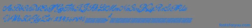 Goldfinger-Schriftart – Blaue Schriften auf grauem Hintergrund