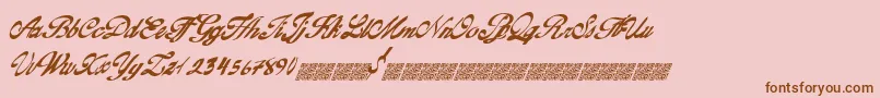 Goldfinger-Schriftart – Braune Schriften auf rosa Hintergrund