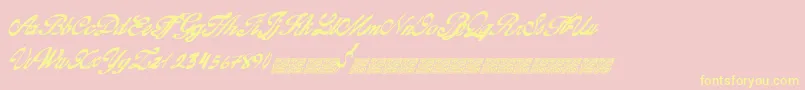 Goldfinger-Schriftart – Gelbe Schriften auf rosa Hintergrund