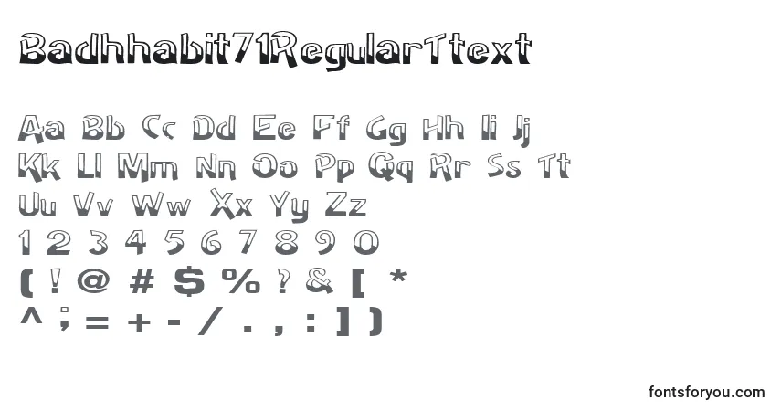 Шрифт Badhhabit71RegularTtext – алфавит, цифры, специальные символы