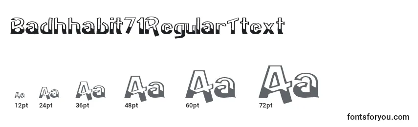 Размеры шрифта Badhhabit71RegularTtext