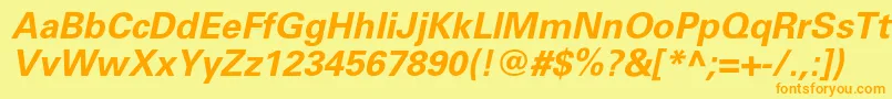 UniverscBolditalic Font – Orange Fonts on Yellow Background