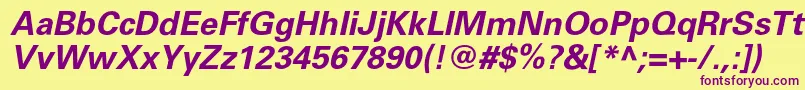 UniverscBolditalic Font – Purple Fonts on Yellow Background