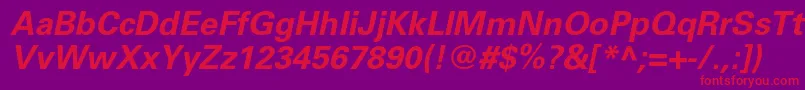 UniverscBolditalic Font – Red Fonts on Purple Background