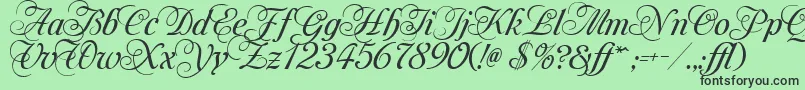 MonAmourTwoMedium-fontti – mustat fontit vihreällä taustalla