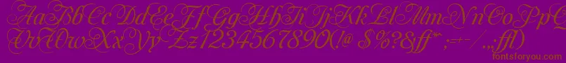 MonAmourTwoMedium-Schriftart – Braune Schriften auf violettem Hintergrund