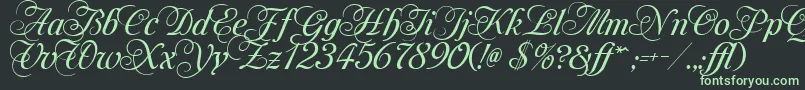MonAmourTwoMedium Font – Green Fonts on Black Background