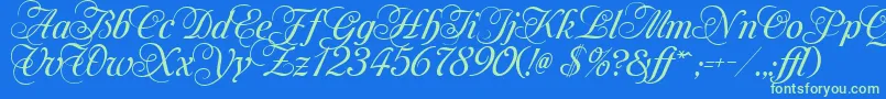 MonAmourTwoMedium Font – Green Fonts on Blue Background