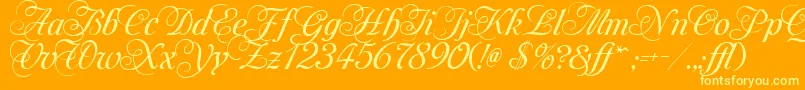 MonAmourTwoMedium-Schriftart – Gelbe Schriften auf orangefarbenem Hintergrund