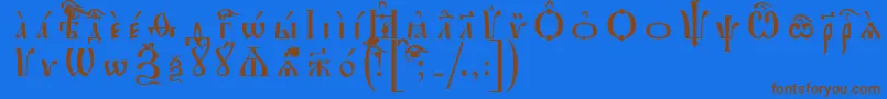 Шрифт IrmologionUcsSpacedout – коричневые шрифты на синем фоне