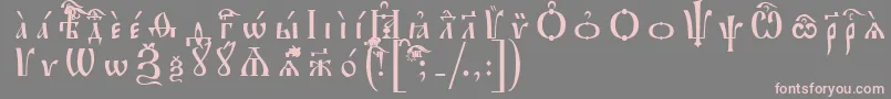 フォントIrmologionUcsSpacedout – 灰色の背景にピンクのフォント