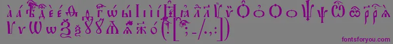 IrmologionUcsSpacedout-fontti – violetit fontit harmaalla taustalla