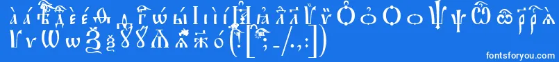 フォントIrmologionUcsSpacedout – 青い背景に白い文字