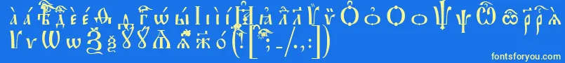 フォントIrmologionUcsSpacedout – 黄色の文字、青い背景