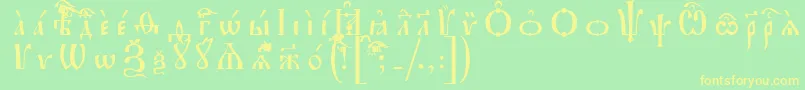 Шрифт IrmologionUcsSpacedout – жёлтые шрифты на зелёном фоне