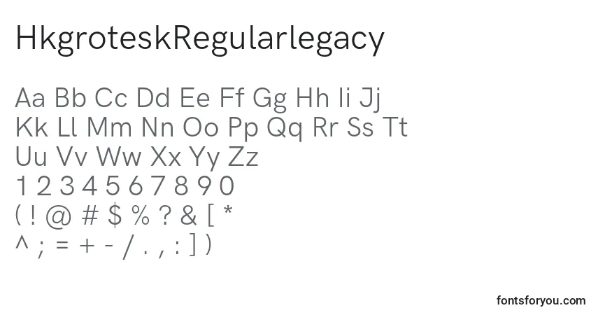 Schriftart HkgroteskRegularlegacy (113067) – Alphabet, Zahlen, spezielle Symbole