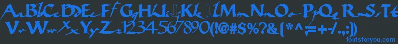 Czcionka Bigbrushfont19Bold – niebieskie czcionki na czarnym tle