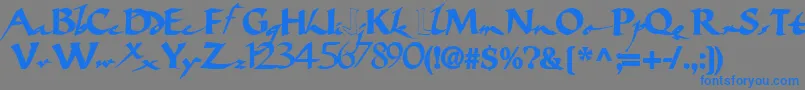フォントBigbrushfont19Bold – 灰色の背景に青い文字