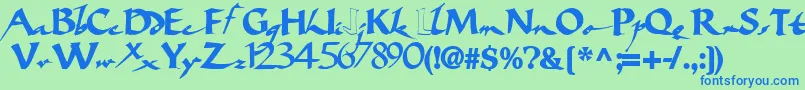 Bigbrushfont19Bold Font – Blue Fonts on Green Background