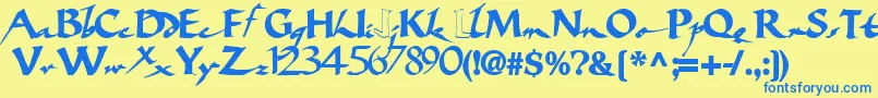 Bigbrushfont19Bold Font – Blue Fonts on Yellow Background