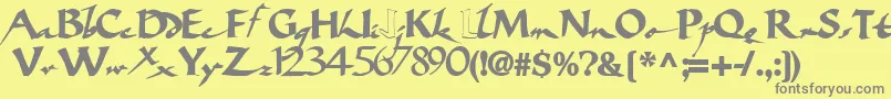 フォントBigbrushfont19Bold – 黄色の背景に灰色の文字