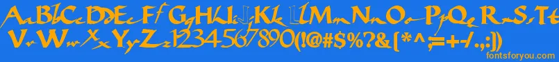 Czcionka Bigbrushfont19Bold – pomarańczowe czcionki na niebieskim tle