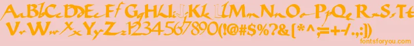 Bigbrushfont19Bold-Schriftart – Orangefarbene Schriften auf rosa Hintergrund