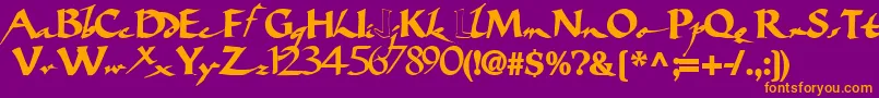 Bigbrushfont19Bold-Schriftart – Orangefarbene Schriften auf violettem Hintergrund