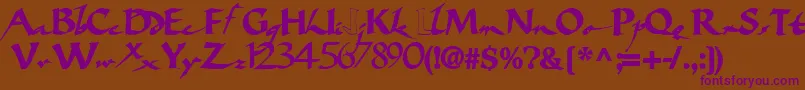 Bigbrushfont19Bold-Schriftart – Violette Schriften auf braunem Hintergrund