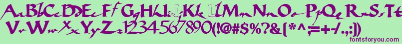 Bigbrushfont19Bold-Schriftart – Violette Schriften auf grünem Hintergrund