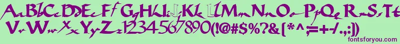 Fonte Bigbrushfont19Bold – fontes roxas em um fundo verde