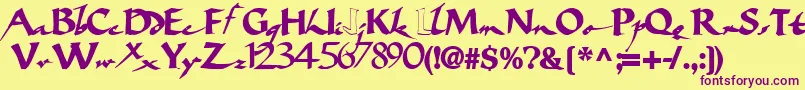 Bigbrushfont19Bold-fontti – violetit fontit keltaisella taustalla