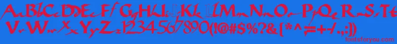 Bigbrushfont19Bold Font – Red Fonts on Blue Background