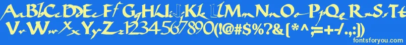 Bigbrushfont19Bold-Schriftart – Gelbe Schriften auf blauem Hintergrund