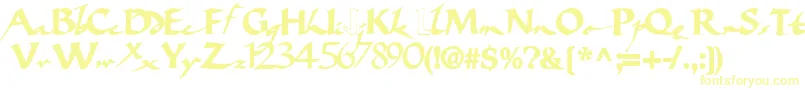 フォントBigbrushfont19Bold – 白い背景に黄色の文字