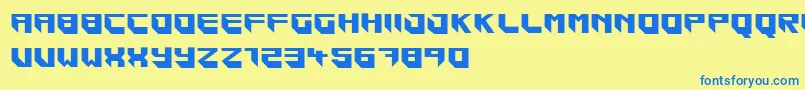 フォントBlockar – 青い文字が黄色の背景にあります。