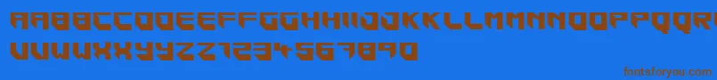 フォントBlockar – 茶色の文字が青い背景にあります。