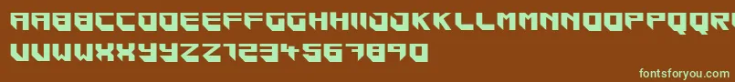 フォントBlockar – 緑色の文字が茶色の背景にあります。