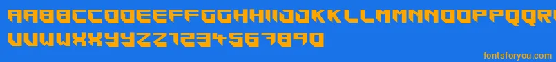 フォントBlockar – オレンジ色の文字が青い背景にあります。