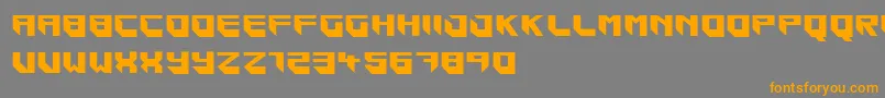 フォントBlockar – オレンジの文字は灰色の背景にあります。